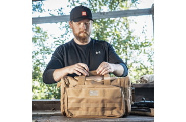 Image of Evolution Outdoor Range Bag, Polyester, MOLLE Webbing, Hook and Loop Panel, Large Main Compartment with Multiple Exterior Zipper Compartments, Coyote