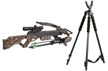 Image of Excalibur Crossbow Matrix Sapphire, Crossbow Mossy Oak Country Pkg, 6860 W/ Vanguard Quest Tripod