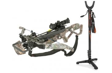Image of Excalibur Crossbow Micro Elite 335, Crossbow RT Xtra TactZone Pkg., E95837 W/ Vanguard Veo Shooting Stick