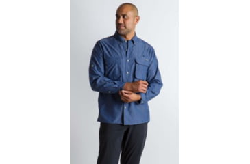 Image of ExOfficio Air Strip Long Sleeve Shirt - Men's, Indigowash, Large, 10012035-5990-L