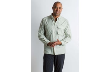 Image of ExOfficio Air Strip Long Sleeve Shirt - Men's, Sage-Gray, Small, 10012035-9214-S