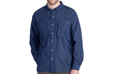 Image of ExOfficio Air Strip Long Sleeve Shirt - Men's, Navy, Small, 10012035-5600-S