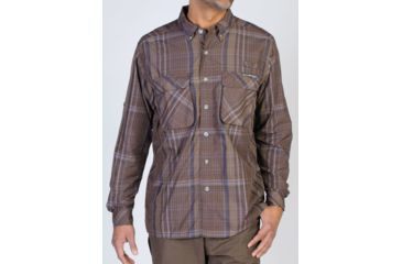 Image of Air Strip Macro Plaid Long Sleeve Shirt - Mens -Coffee-Small