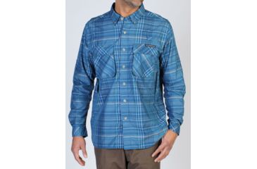 Image of Air Strip Macro Plaid Long Sleeve Shirt - Mens -Galaxy-Small