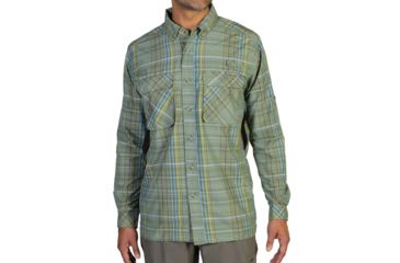 Image of Air Strip Macro Plaid Long Sleeve Shirt - Mens -Olive-Small