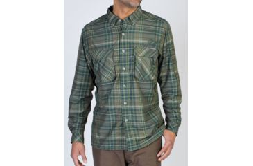 Image of ExOfficio Air Strip Macro Plaid Long Sleeve Shirt - Men's -Ponderosa-Large
