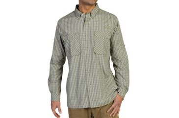 Image of ExOfficio Air Strip Micro Plaid Long Sleeve Shirt - Men's-Field Green-Small