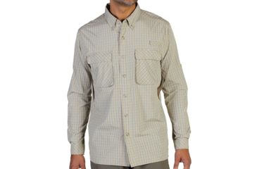 Image of ExOfficio Air Strip Micro Plaid Long Sleeve Shirt - Men's-Walnut-XX-Large