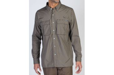 Image of Air Strip Micro Plaid Long Sleeve Shirt - Mens-Black-Small