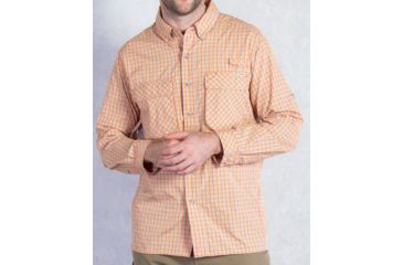 Image of Air Strip Micro Plaid Long Sleeve Shirt - Mens-Fire Opal-Small
