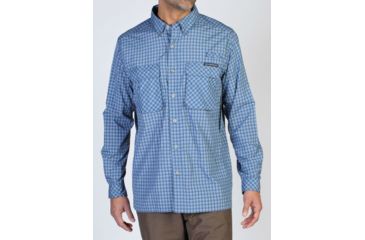 Image of Air Strip Micro Plaid Long Sleeve Shirt - Mens-Galaxy-Small