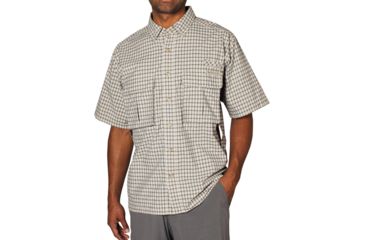 Image of ExOfficio Air Strip Micro Plaid Short Sleeve Shirt - Men's -Walnut-XXX-Large