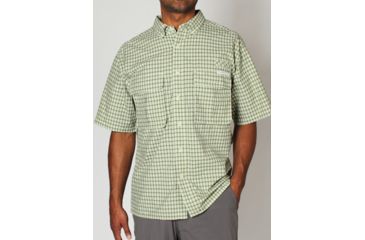 Image of Air Strip Micro Plaid Short Sleeve Shirt - Mens -Olive-Small