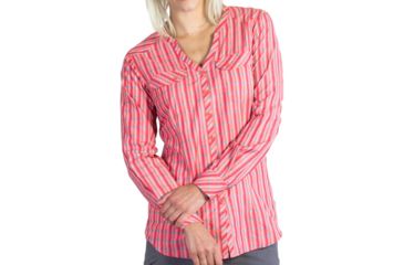 Image of ExOfficio Airhart Long Sleeve Shirt - Women's -Hot Coral-Small