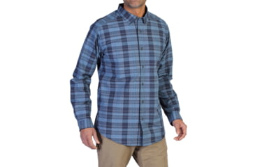 Image of Arabica Plaid Long Sleeve Shirt - Mens -Navy-Large