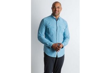 Image of ExOfficio BA Halo Check Long Sleeve Shirt Men's, Navy Check, L 11012856-5595_L