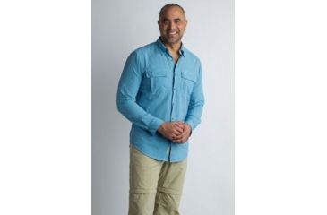 Image of ExOfficio BA Halo Check Long Sleeve Shirt Men's, Navy Check, L 11012856-5595_L