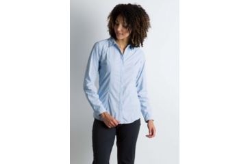 Image of ExOfficio BA Zeta Stripe Long Sleeve Shirt Women's, Chambray, XL 21013076-5664_XL