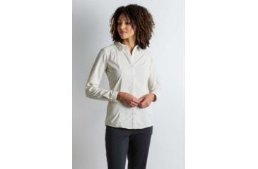 Image of ExOfficio BA Zeta Stripe Long Sleeve Shirt Women's, Lt Khaki, L 21013076-8020_L