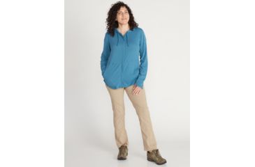 Image of ExOfficio Demo, BA Lumen Full Zip Hoody - Women's, Atlantic, Medium, 2111-3285-ATLTIC-M-DM