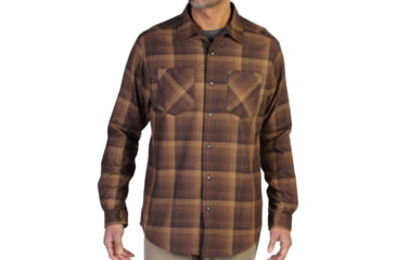Image of ExOfficio Geode Flannel Long Sleeve Shirt - Men's -Coffee-Small