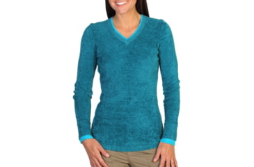Image of ExOfficio Irresistible Neska V-Neck Sweater - Women's-Aquatic-Small