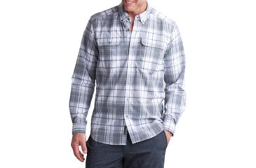 Image of ExOfficio Minimo Plaid Long Sleeve Shirt - Men's -Cement-XX-Large