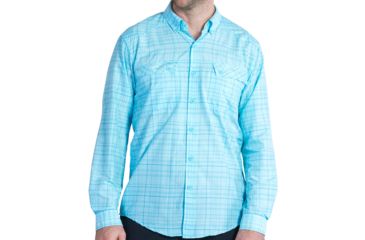 Image of ExOfficio Minimo Plaid Long Sleeve Shirt - Men's -Tropez-Medium