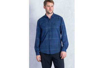 Image of ExOfficio Minimo Plaid Long Sleeve Shirt - Mens, Navy, 2XL 10012848-5600-2XL