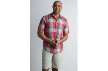 Image of ExOfficio Next-To-Nothing Artesia Plaid Short Sleeve Shirt Men's, Caliente, XL 10023032-4304_XL