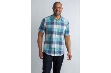 Image of ExOfficio Next-To-Nothing Artesia Plaid Short Sleeve Shirt Men's, Poolside, S 10023032-5400_S
