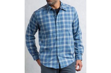 Image of ExOfficio Okanagan Macro Check Long Sleeve Shirt - Men's-Blue Lake-Large