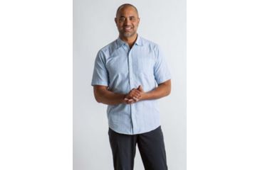 Image of ExOfficio Salida Ombre Plaid Short Sleeve Shirt Men's, Breeze, L 10023146-5047_L