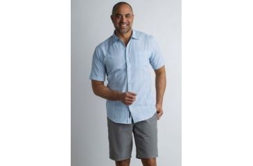 Image of ExOfficio Salida Ombre Plaid Short Sleeve Shirt Men's, Breeze, L 10023146-5047_L