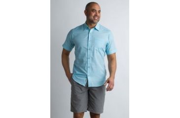 Image of ExOfficio Soft Cool Avalon Short Sleeve Shirt Men's, Poolside, 2XL 10023124-5400_2XL