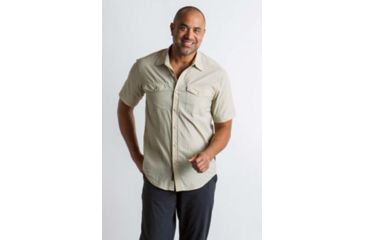 Image of ExOfficio Syros Short Sleeve Shirt Men's, Feather, M 10023081-8270_M