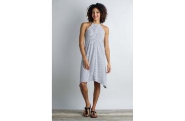 Image of ExOfficio Wanderlux Stripe Halter Dress Women's, White, M 20613147-1000_M