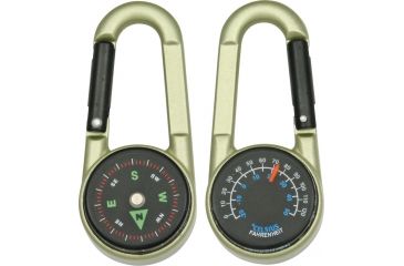 Image of Explorer Carabiner Compass w/ Black Face and thermometer, Bronze Casing EXP23