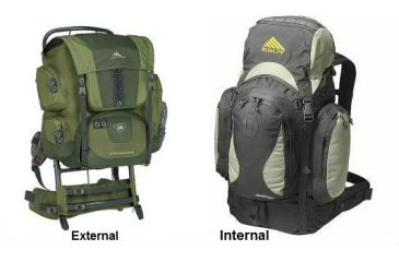 Image of comparison external internal frame backpack