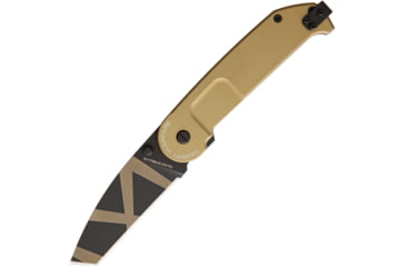 Image of Extrema Ratio BF2 CT Desert Warfare Folding Knife, 3.25in N690 SS Tanto Blade, Desert Tan Anodized Aluminum Handle, Pocket Clip, Desert Warfare Laser Engraved Blade, Desert tan, 0146/DW