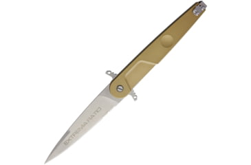 Image of Extrema Ratio BF4 Lucky Linerlock Desert Folding Knife, 4.75in Stonewash Partially Serrated Bohler N690 SS Blade, Desert Tan Anodized Aluminum Handle, Pocket Clip, Desert tan, 04.1000.0497/DW