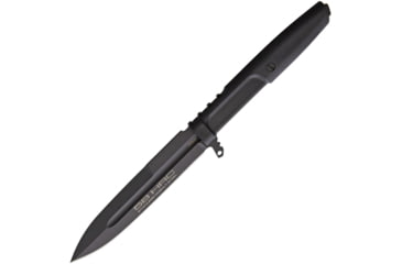 Image of Extrema Ratio Requiem Fixed Blade Knife, 9.25in Overall, 4.5in Black Mil-Spec Coated False Edge N690 SS Stiletto Style Blade, Black Forprene Handle, Black Nylon Molle Compatible, Black, 04.1000.478BLK