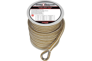 Image of Extreme Max 3006.2258 Boattector Premium Double Braid Nylon Anchor Line With Thimble - 1/2in, White &amp; Gold, 3006.2258
