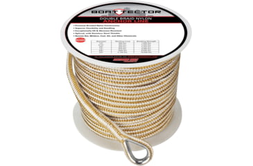 Image of Extreme Max 3006.2261 Boattector Premium Double Braid Nylon Anchor Line With Thimble - 1/2in, White &amp; Gold, 3006.2261