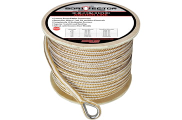 Image of Extreme Max 3006.2267 Boattector Premium Double Braid Nylon Anchor Line With Thimble - 1/2in, White &amp; Gold, 3006.2267