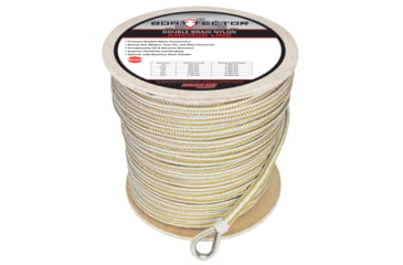 Image of Extreme Max 3006.227 Boattector Premium Double Braid Nylon Anchor Line With Thimble - 1/2in, White &amp; Gold, 3006.227