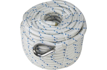 Image of Extreme Max Boattector Double Braid Nylon Anchor Line With Thimble - 3/4in x 600, White w/ Blue Tracer, 3/4in x 600ft, 3006.2547