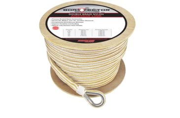 Image of Extreme Max Boattector Premium Double Braid Nylon Anchor Line With Thimble - 3/4in, White &amp; Gold, 3/4in x 600ft, 3006.2349
