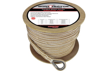 Image of Extreme Max Boattector Premium Double Braid Nylon Anchor Line With Thimble - 3/4in, White &amp; Gold, 300ft, 3006.2285