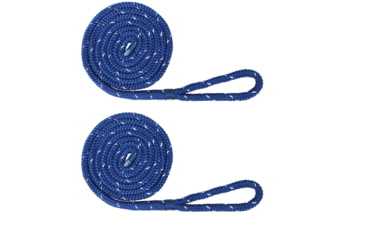 Image of Extreme Max Boattector Premium Double Braid Nylon Fender Line Value 2-Pack - 3/8in x 6, Blue with Reflective Tracer, 3006.2606